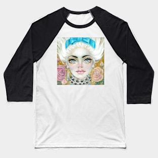 Marie Antoinette with Blue Bow Baseball T-Shirt